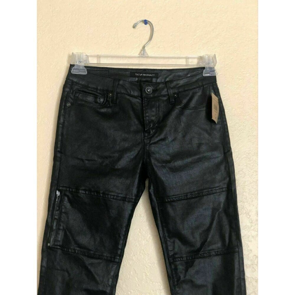 Cult of Individuality x Nasty Gal Black Zen Moto Denim Pants Women’s Size 26 - Picture 10 of 12